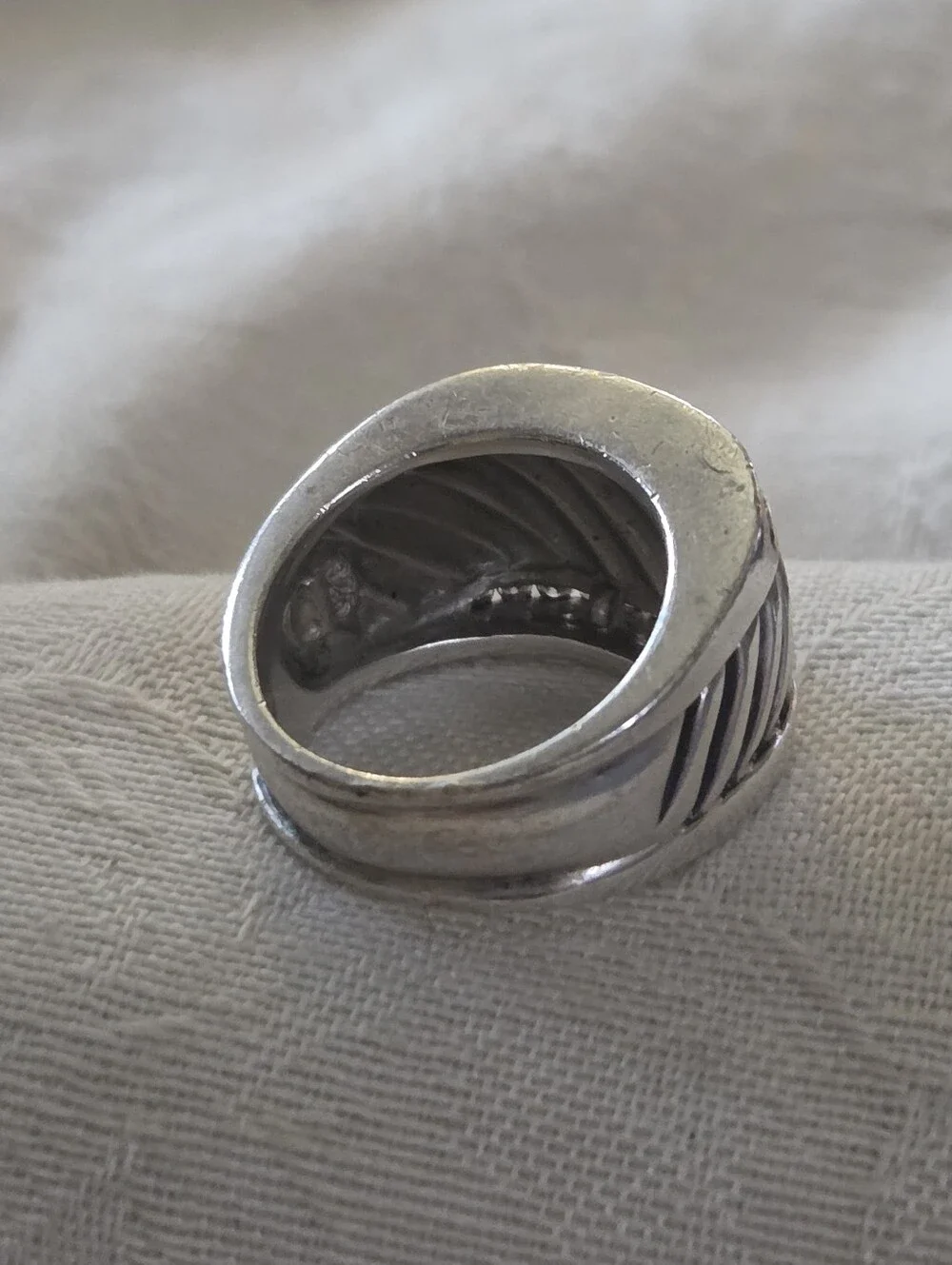 David Yurman Diamond Cable Cigar Band Ring, SS, Size 7